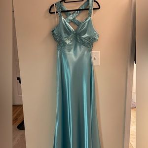 Full length Teal Prom dress